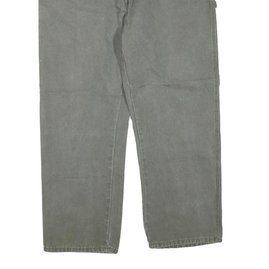 DICKIES Mens Cotton Blend Grey Regular Fit Straight Leg Trousers W42 L28