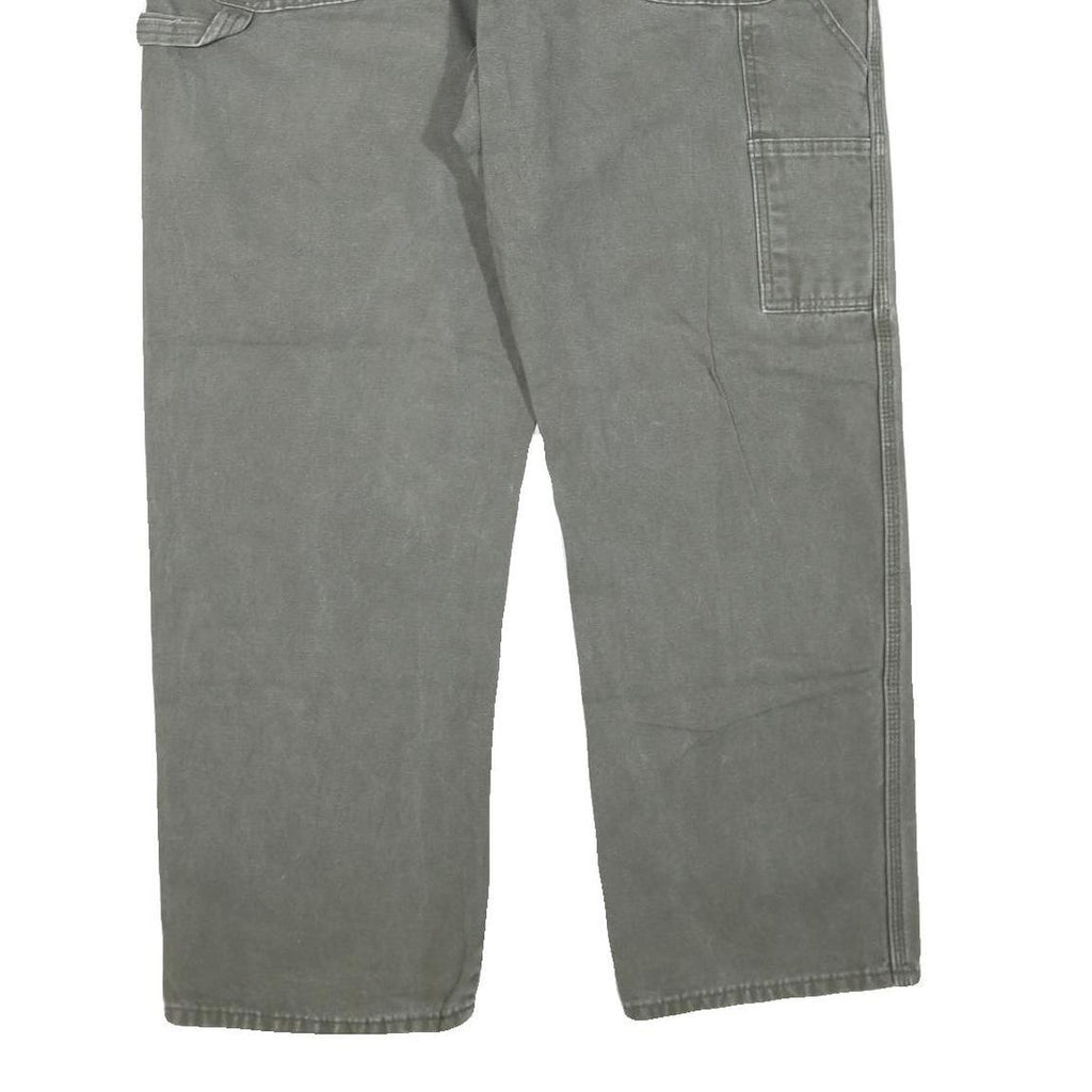 DICKIES Mens Cotton Blend Grey Regular Fit Straight Leg Trousers W42 L28