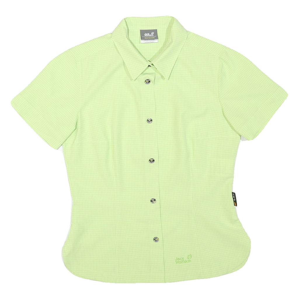 JACK WOLFSKIN Womens Green Outdoor Shirt UK 10 Polyester Blend Short Sleeve