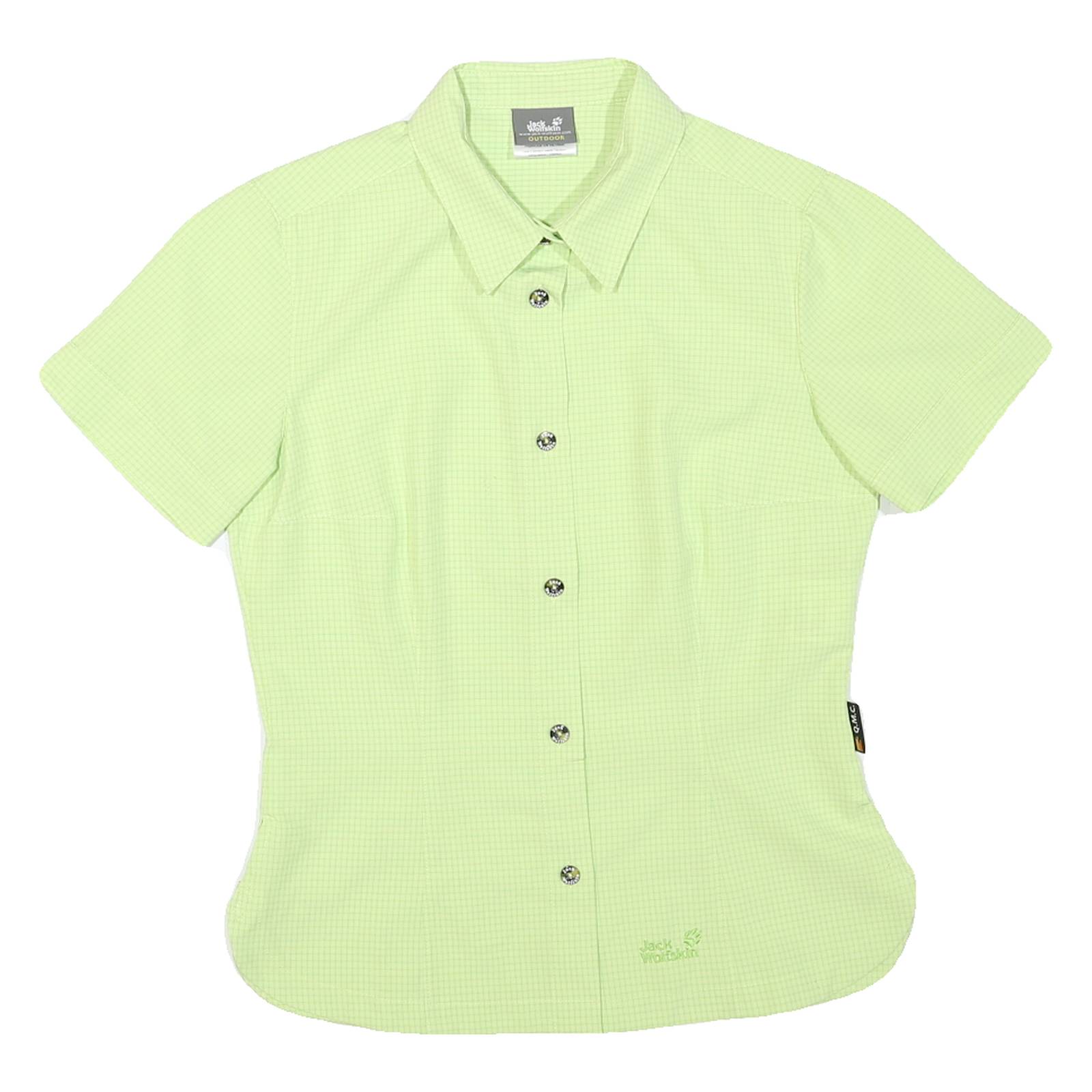 JACK WOLFSKIN Womens Green Outdoor Shirt UK 10 Polyester Blend Short Sleeve