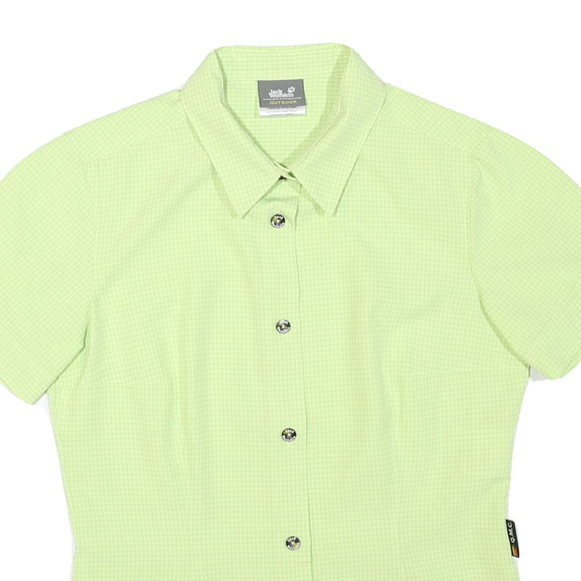 JACK WOLFSKIN Womens Green Outdoor Shirt UK 10 Polyester Blend Short Sleeve