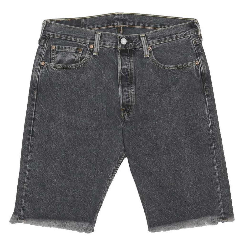 LEVI'S Mens Shorts Black Casual Denim M W33 Raw Hemmed Edge 5 Pockets