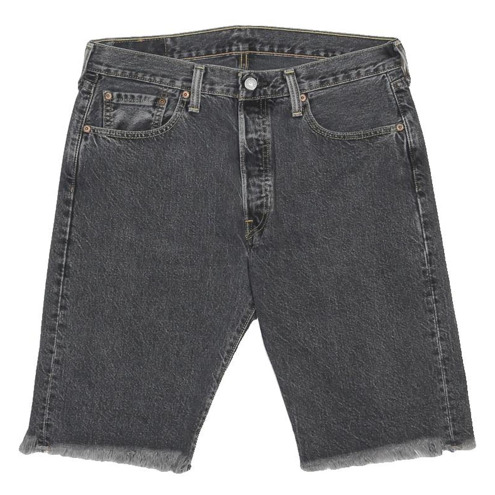 LEVI'S Mens Shorts Black Casual Denim M W33 Raw Hemmed Edge 5 Pockets