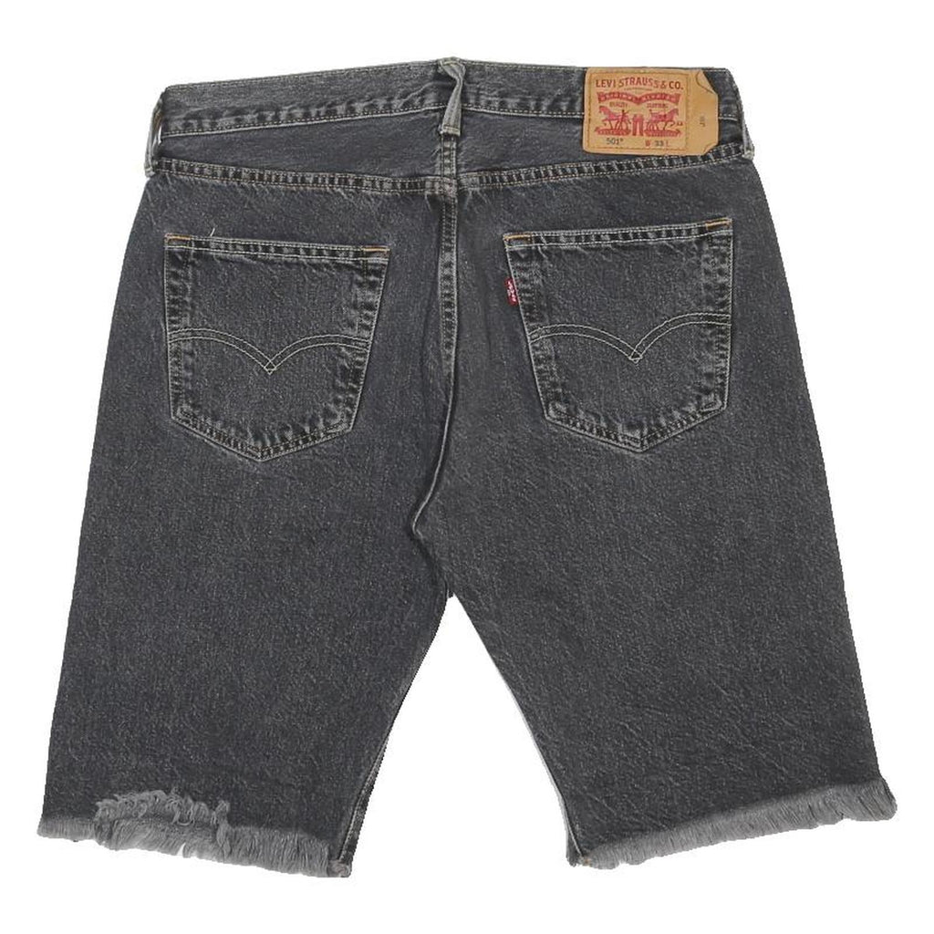 LEVI'S Mens Shorts Black Casual Denim M W33 Raw Hemmed Edge 5 Pockets