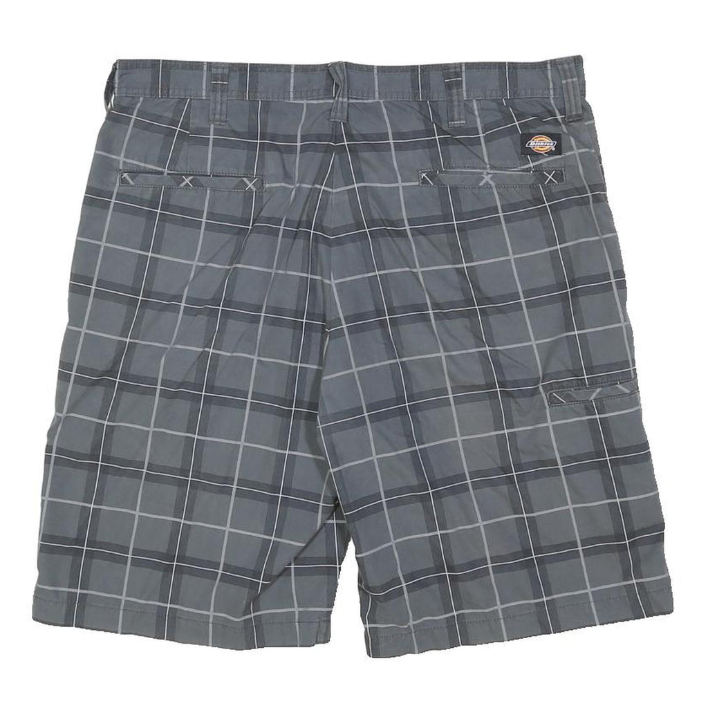DICKIES Mens Shorts Grey & Black Check Casual L W36 Workwear Pocketed