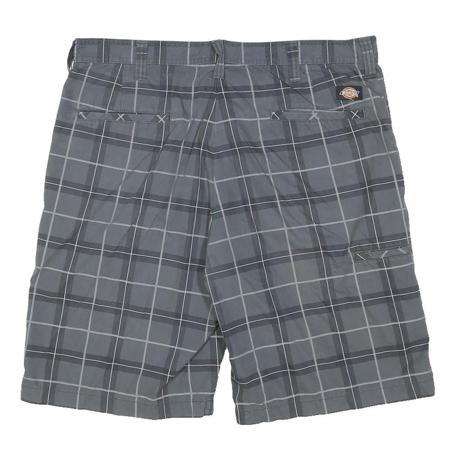 DICKIES Mens Shorts Grey & Black Check Casual L W36 Workwear Pocketed