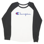 CHAMPION Mens Black & White Graphic Long Sleeve Crew Neck T-Shirt M Cotton Blend