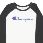 CHAMPION Mens Black & White Graphic Long Sleeve Crew Neck T-Shirt M Cotton Blend
