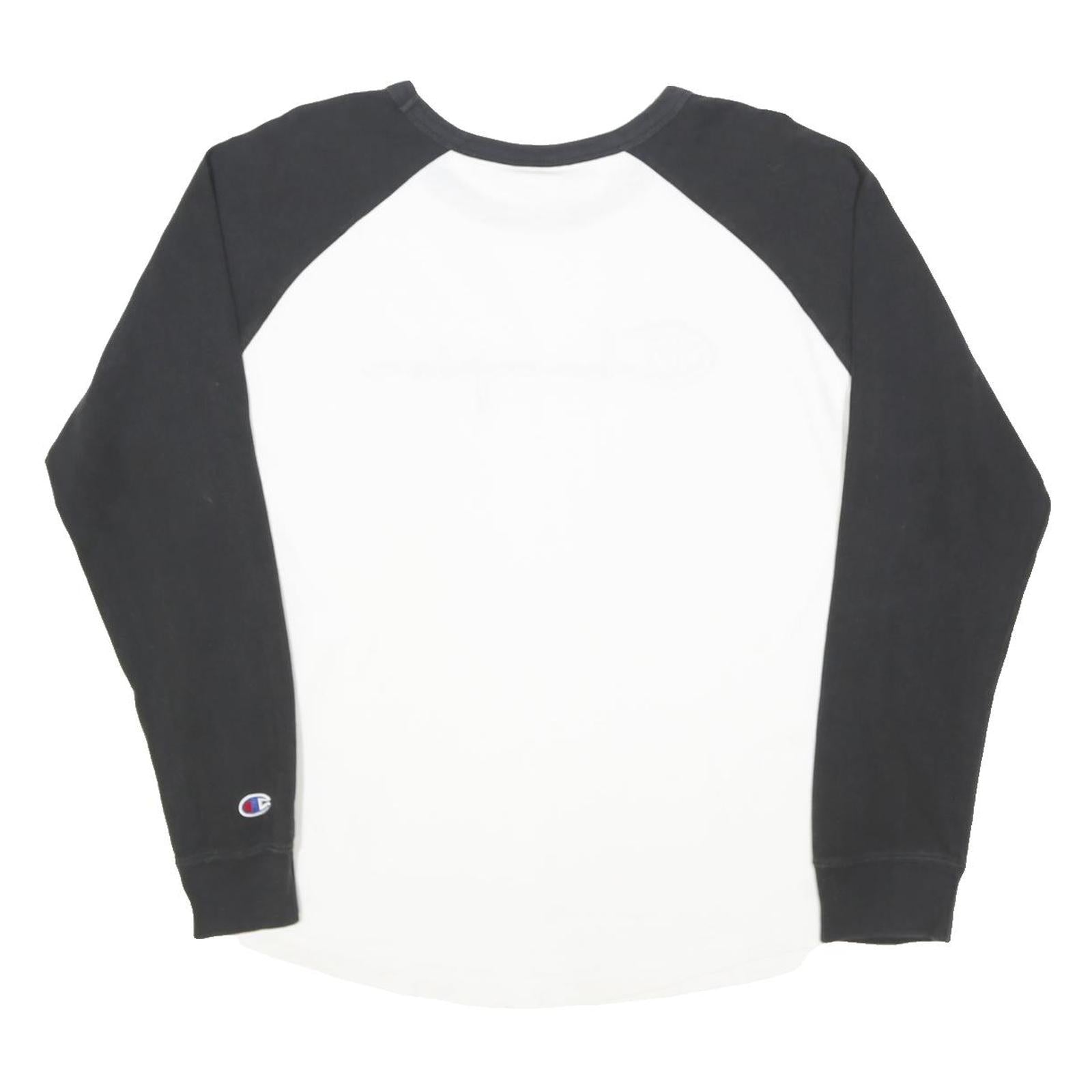 CHAMPION Mens Black & White Graphic Long Sleeve Crew Neck T-Shirt M Cotton Blend