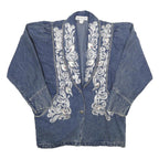 AMERICAN CLASSICS Womens Blue Denim Button Jacket S Embroidered Vintage Style