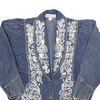 AMERICAN CLASSICS Womens Blue Denim Button Jacket S Embroidered Vintage Style