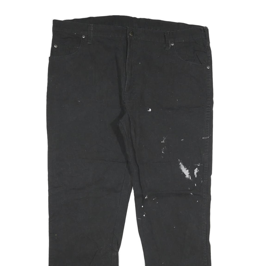 DICKIES Mens Black Regular Straight Denim W40 L32 Workwear Cotton Blend Zip