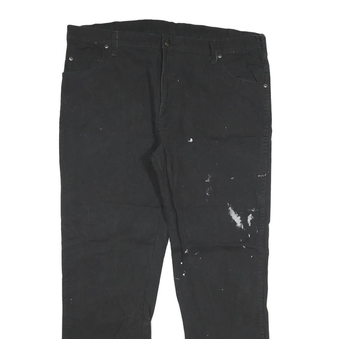 DICKIES Mens Black Regular Straight Denim W40 L32 Workwear Cotton Blend Zip