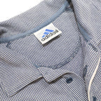 ADIDAS Mens Blue & White Checked Short Sleeve Polo Shirt L Cotton Blend Casual