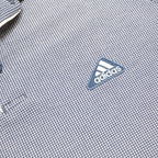 ADIDAS Mens Blue & White Checked Short Sleeve Polo Shirt L Cotton Blend Casual