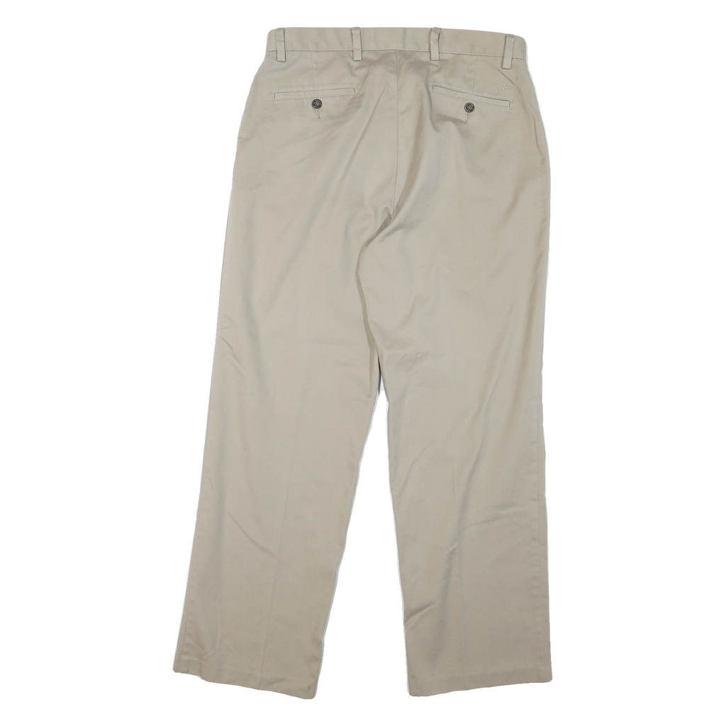 DOCKERS Mens Cotton Beige Regular Straight Trousers W33 L30 Classic Comfort