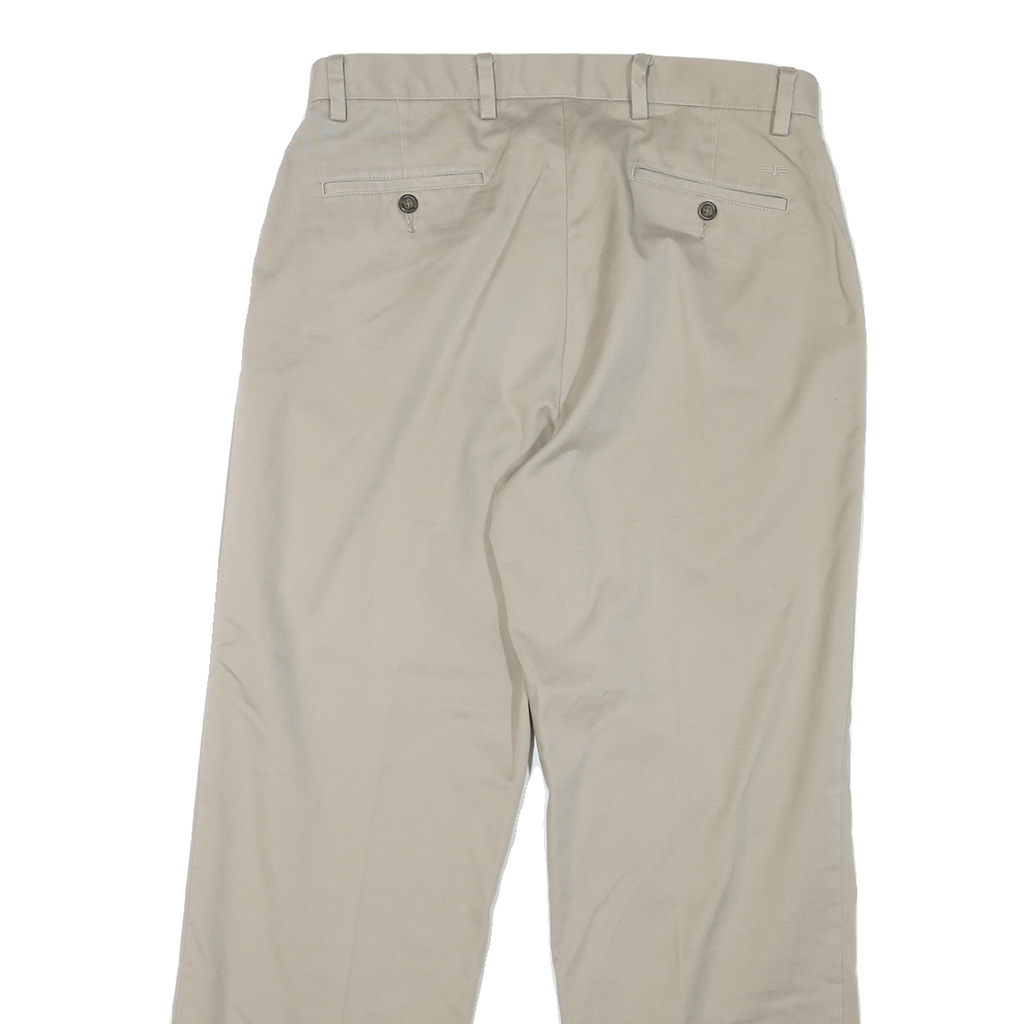 DOCKERS Mens Cotton Beige Regular Straight Trousers W33 L30 Classic Comfort