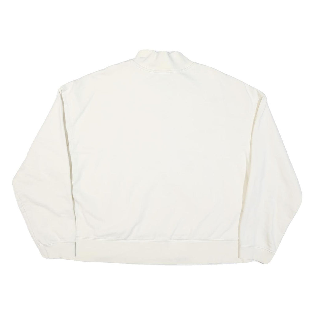 CALVIN KLEIN Womens White Quarter Zip XL Sweatshirt Cotton Blend Pullover