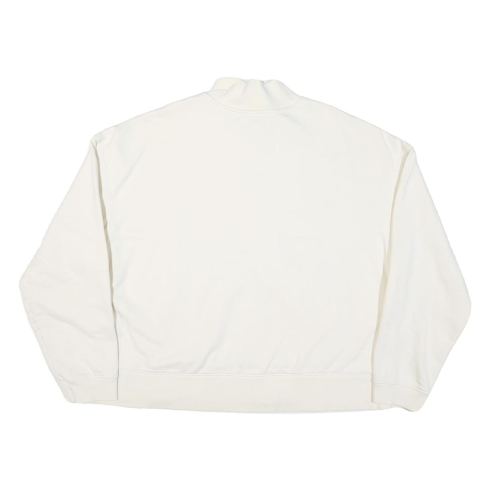 CALVIN KLEIN Womens White Quarter Zip XL Sweatshirt Cotton Blend Pullover