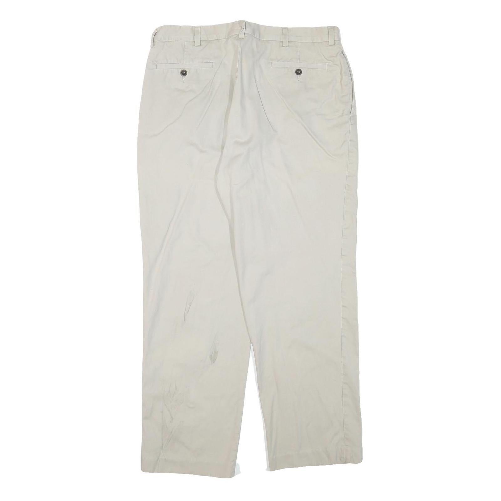 NAUTICA Mens Relaxed Cotton Blend Beige Trousers W34 L29 Zip Closure Casual