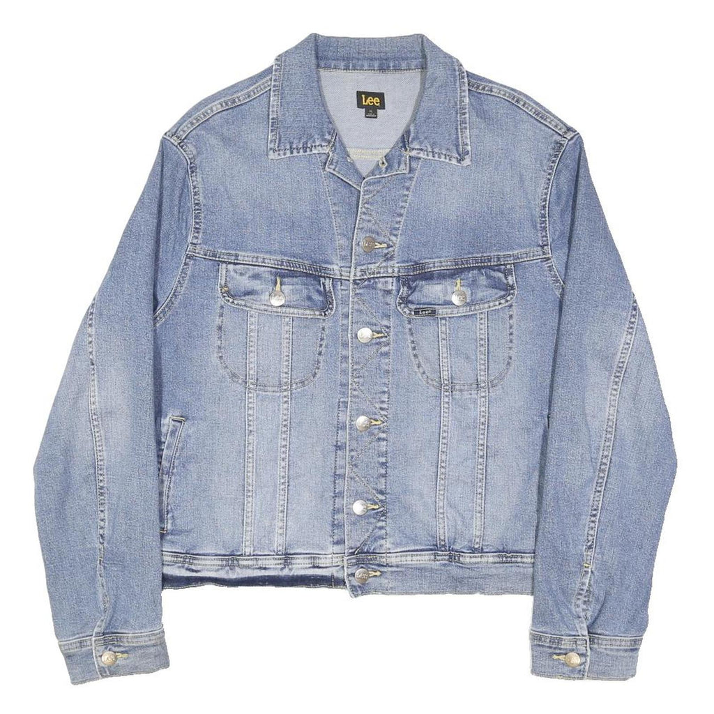 LEE Womens Blue Denim Jacket XL Cotton Blend Classic Button Closure Plain Casual