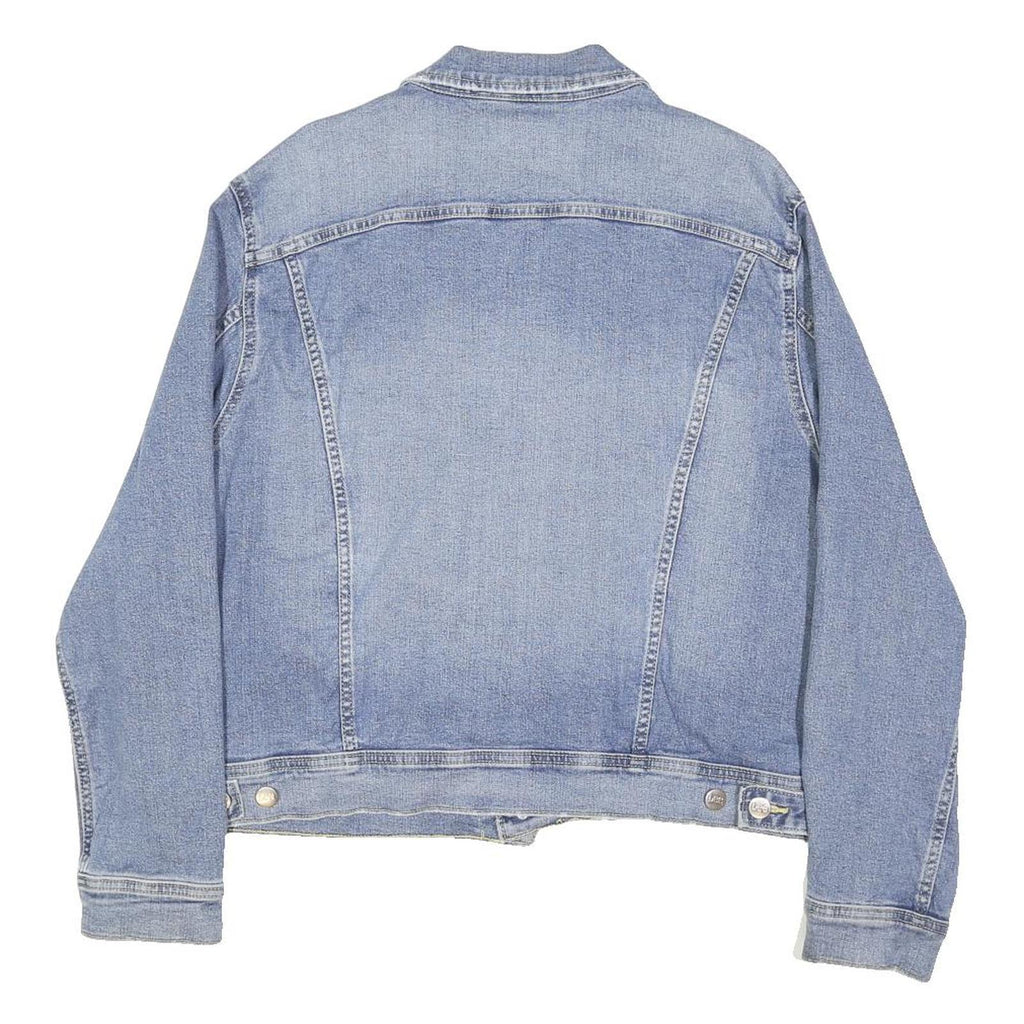 LEE Womens Blue Denim Jacket XL Cotton Blend Classic Button Closure Plain Casual