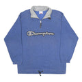 CHAMPION Mens Blue & Grey Half Zip S Sweatshirt Cotton Blend Pullover
