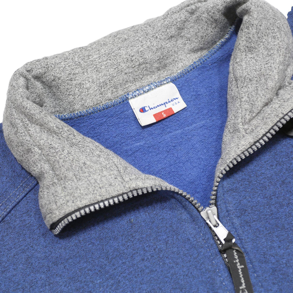 CHAMPION Mens Blue & Grey Half Zip S Sweatshirt Cotton Blend Pullover