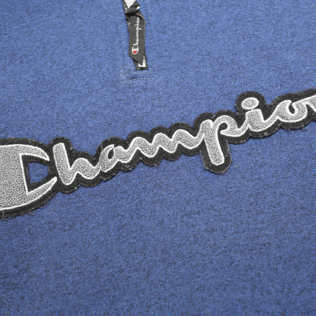 CHAMPION Mens Blue & Grey Half Zip S Sweatshirt Cotton Blend Pullover