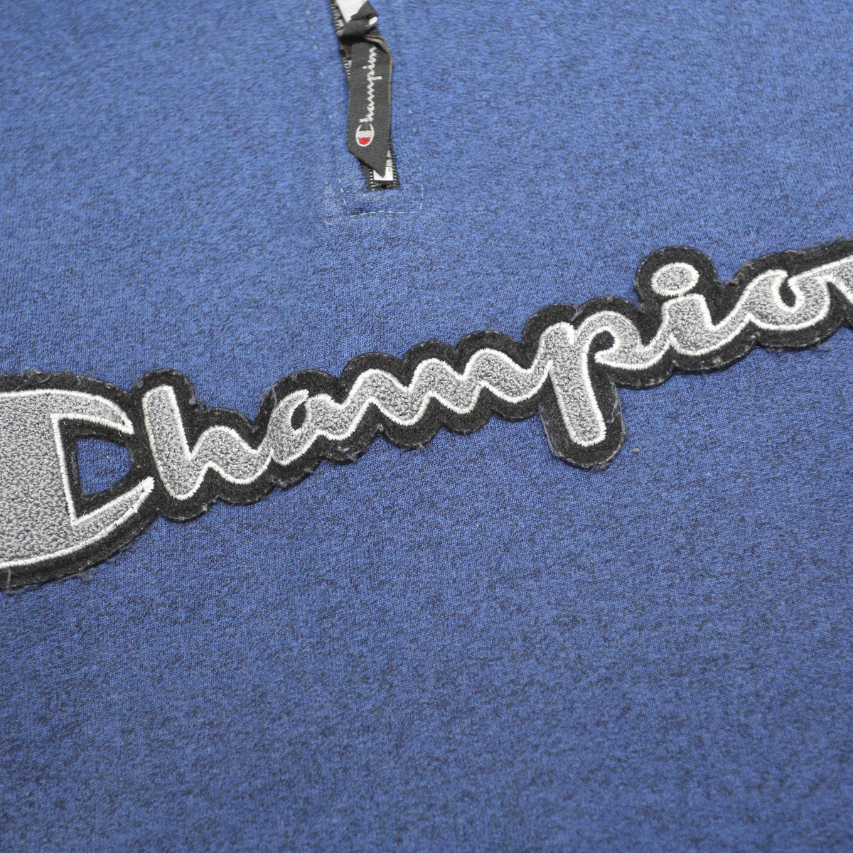 CHAMPION Mens Blue & Grey Half Zip S Sweatshirt Cotton Blend Pullover