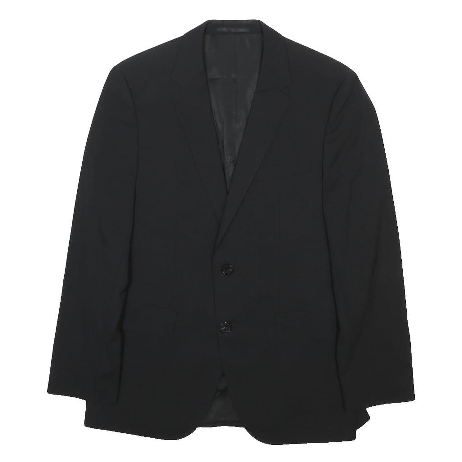 BOSS HUGO BOSS Mens Black Wool Blend Blazer Jacket S Woven Button Closure