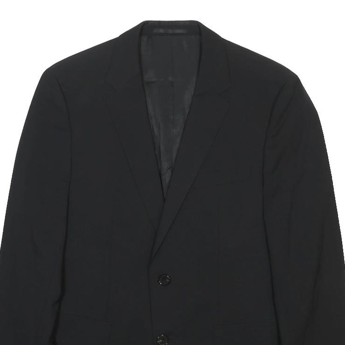 BOSS HUGO BOSS Mens Black Wool Blend Blazer Jacket S Woven Button Closure