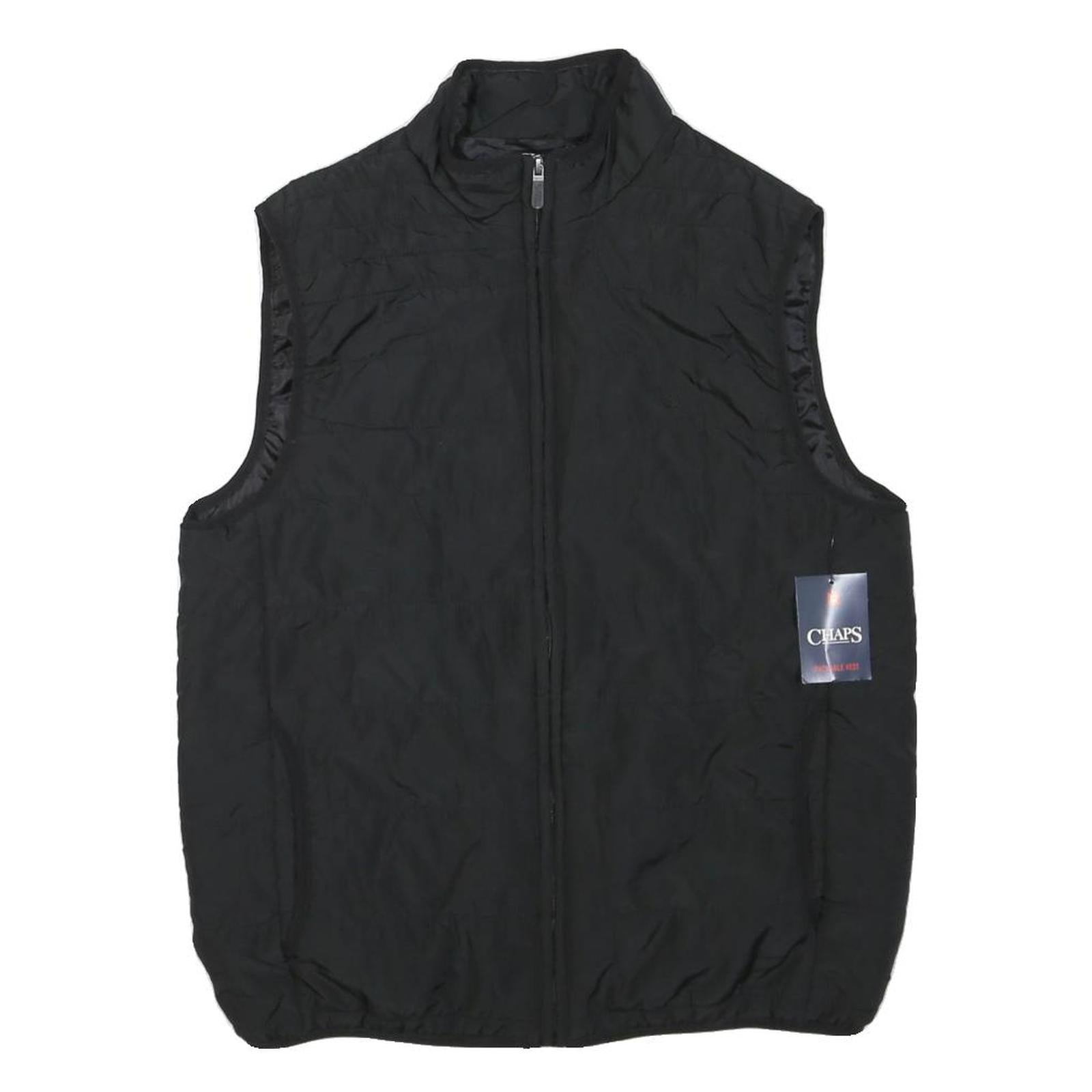 CHAPS Womens Black Jacket M Polyester Blend Plain Zip Closure Casual Style