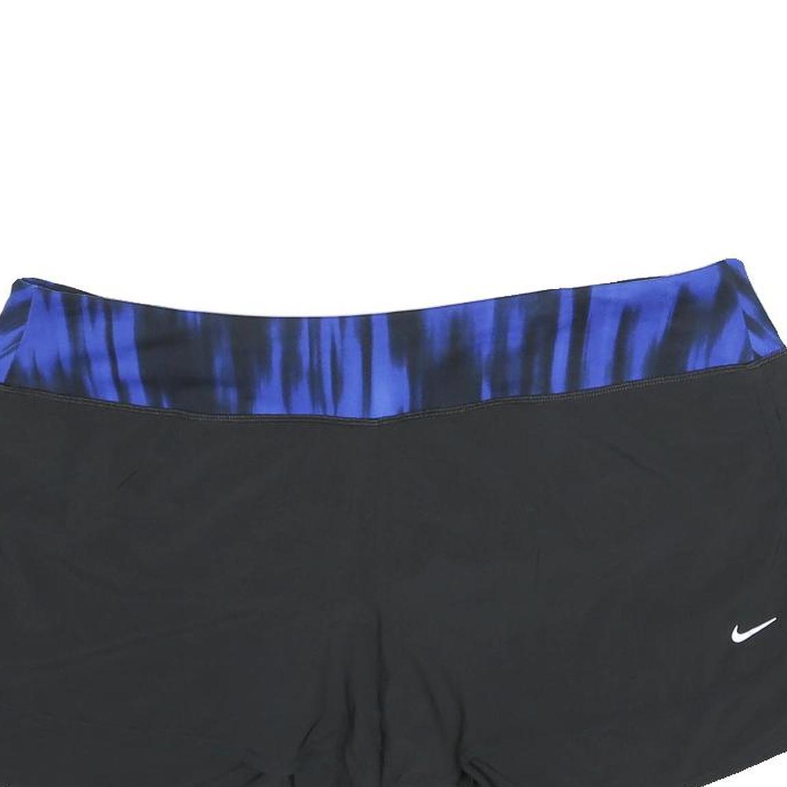 NIKE Womens Black & Blue Sports Shorts XL W38 Dri-Fit Running Fitness Gym