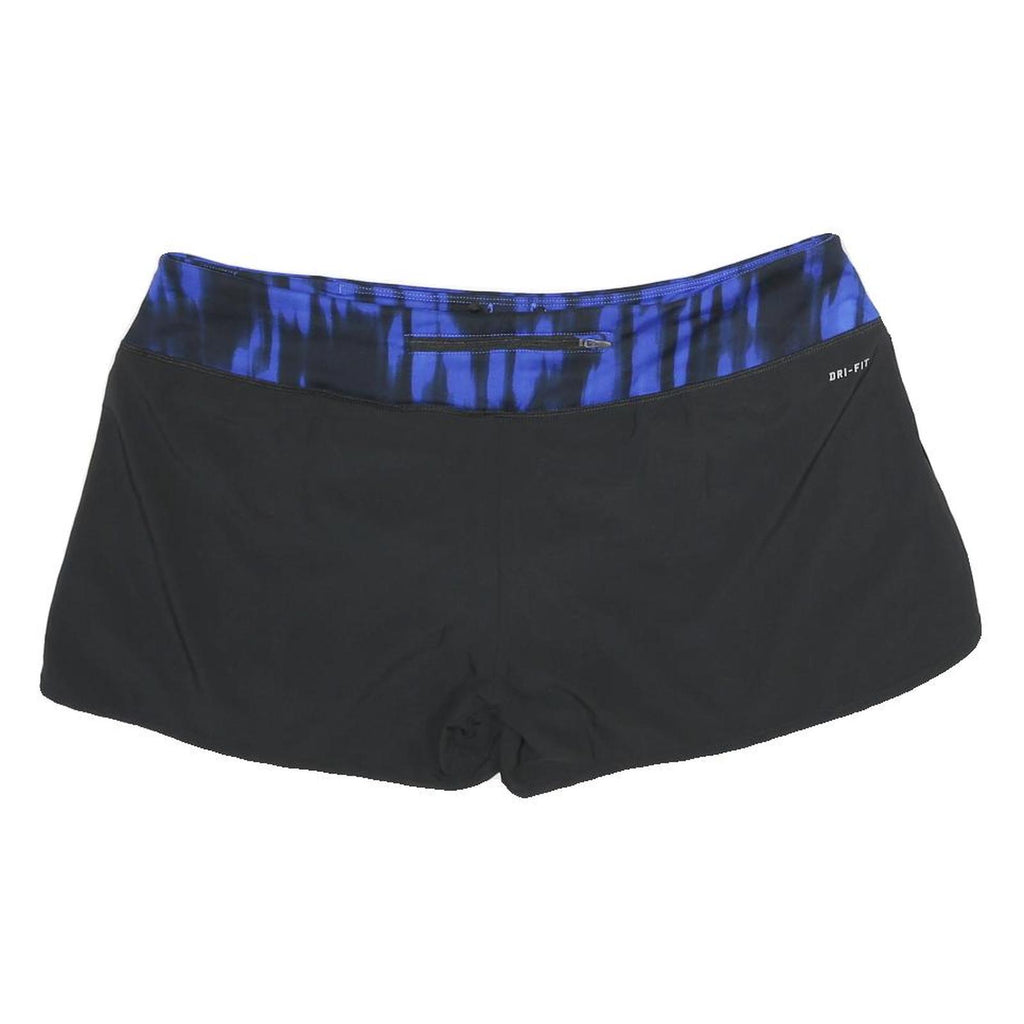 NIKE Womens Black & Blue Sports Shorts XL W38 Dri-Fit Running Fitness Gym