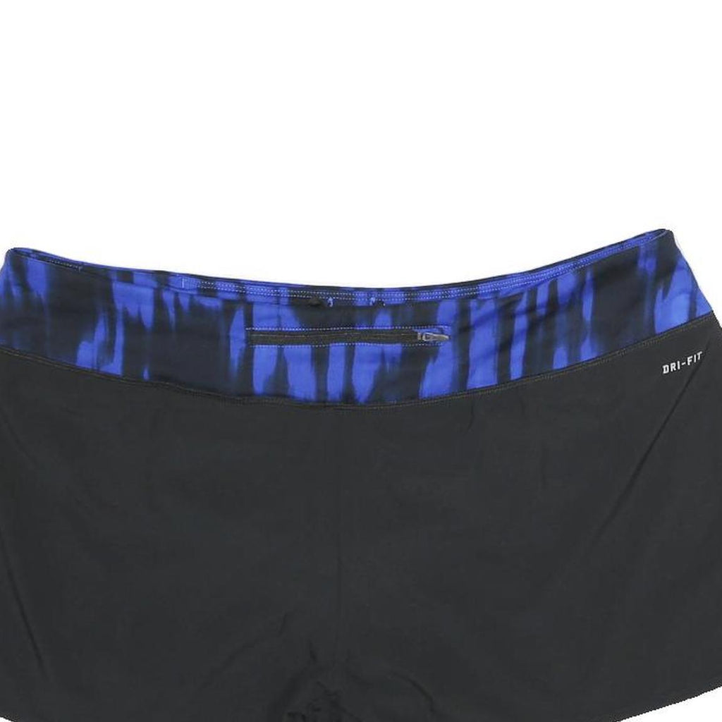 NIKE Womens Black & Blue Sports Shorts XL W38 Dri-Fit Running Fitness Gym