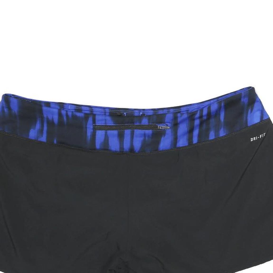 NIKE Womens Black & Blue Sports Shorts XL W38 Dri-Fit Running Fitness Gym