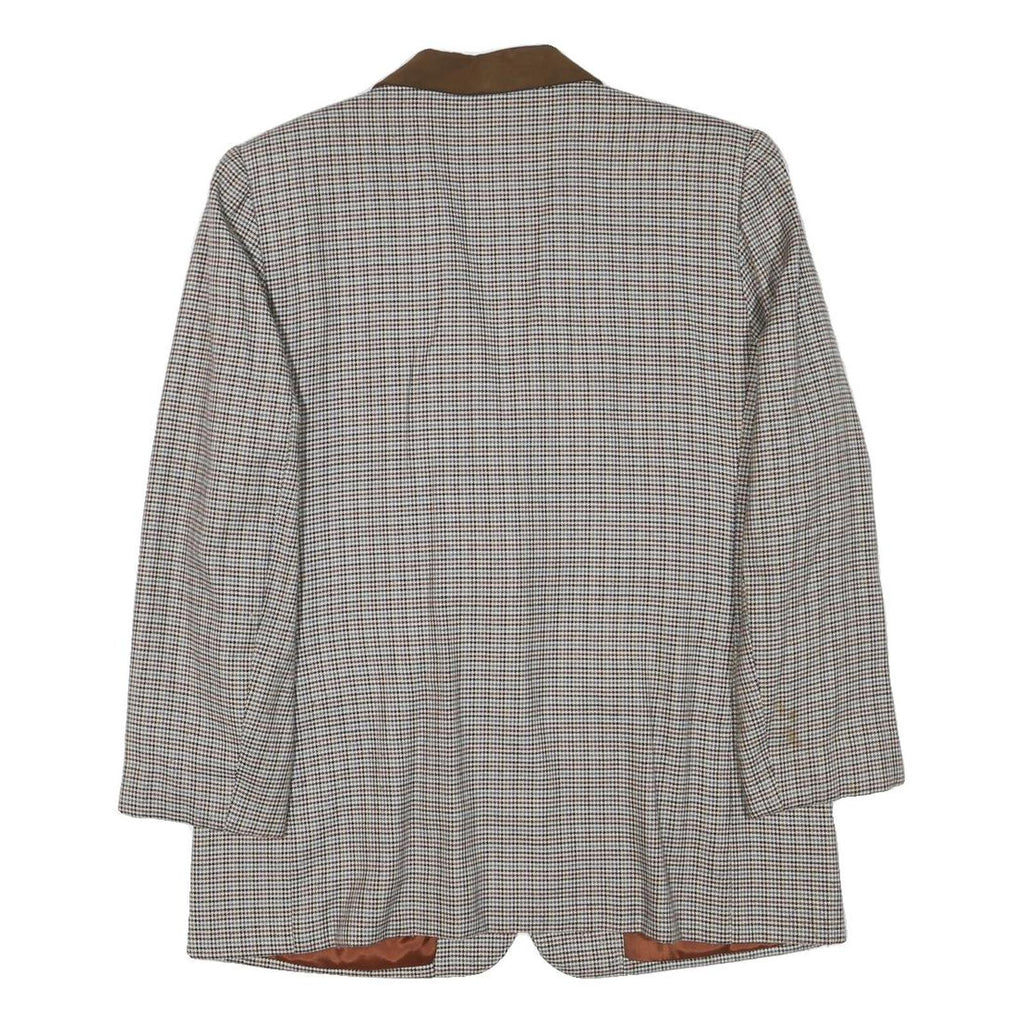 FIRST ISSUE Womens Brown & Beige Checked Classic Jacket L Polyester Blend Button