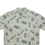 ROYAL CREATIONS Mens Green Pattern Shirt L Polyester Blend Casual Summer Beach
