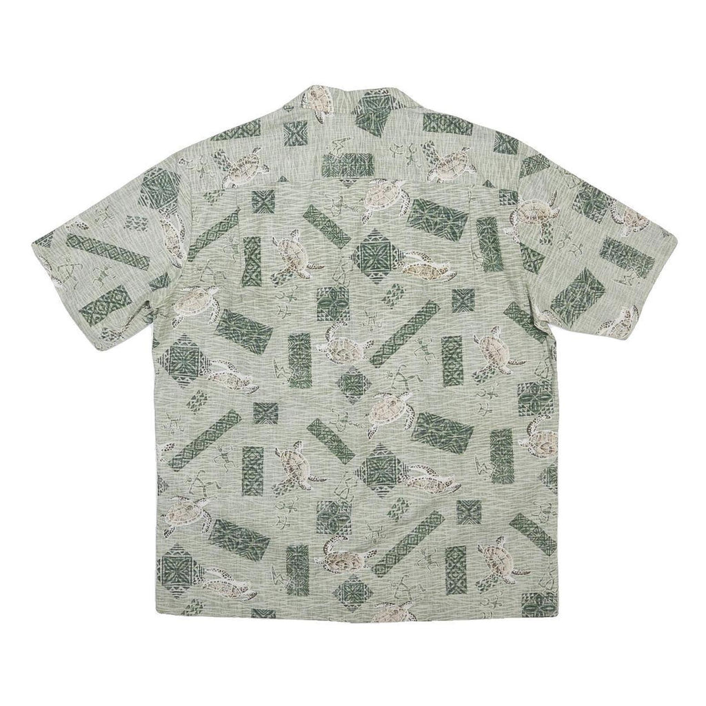 ROYAL CREATIONS Mens Green Pattern Shirt L Polyester Blend Casual Summer Beach