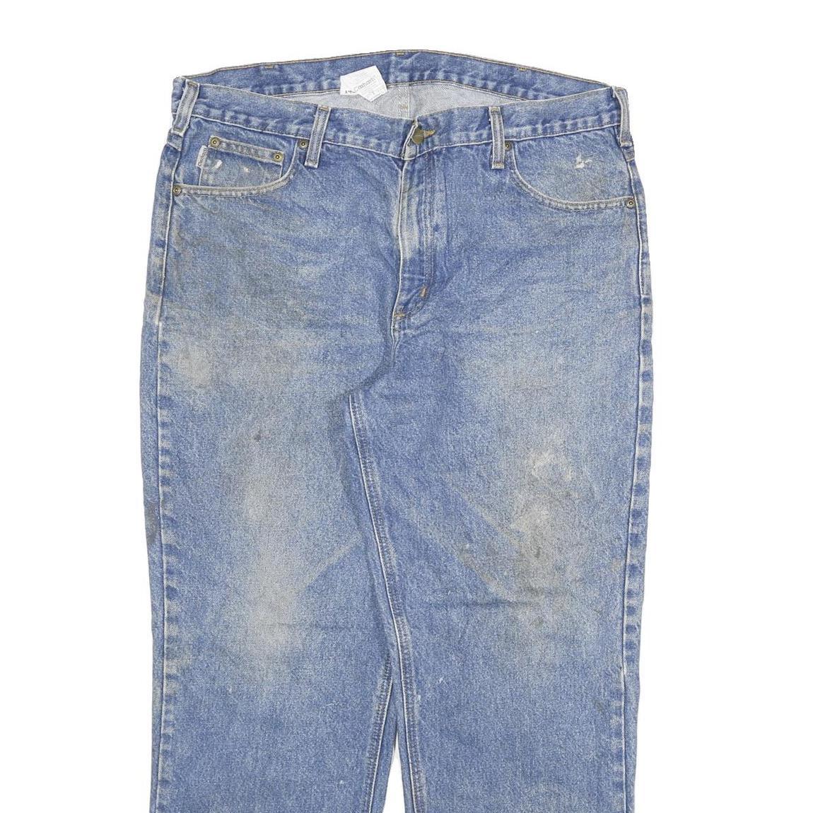 CARHARTT Mens Relaxed Fit Blue Denim Jeans W38 L30 Workwear Zip Closure