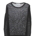 PULL&BEAR Sheer Womens Top Black Long Sleeve Spotted XS