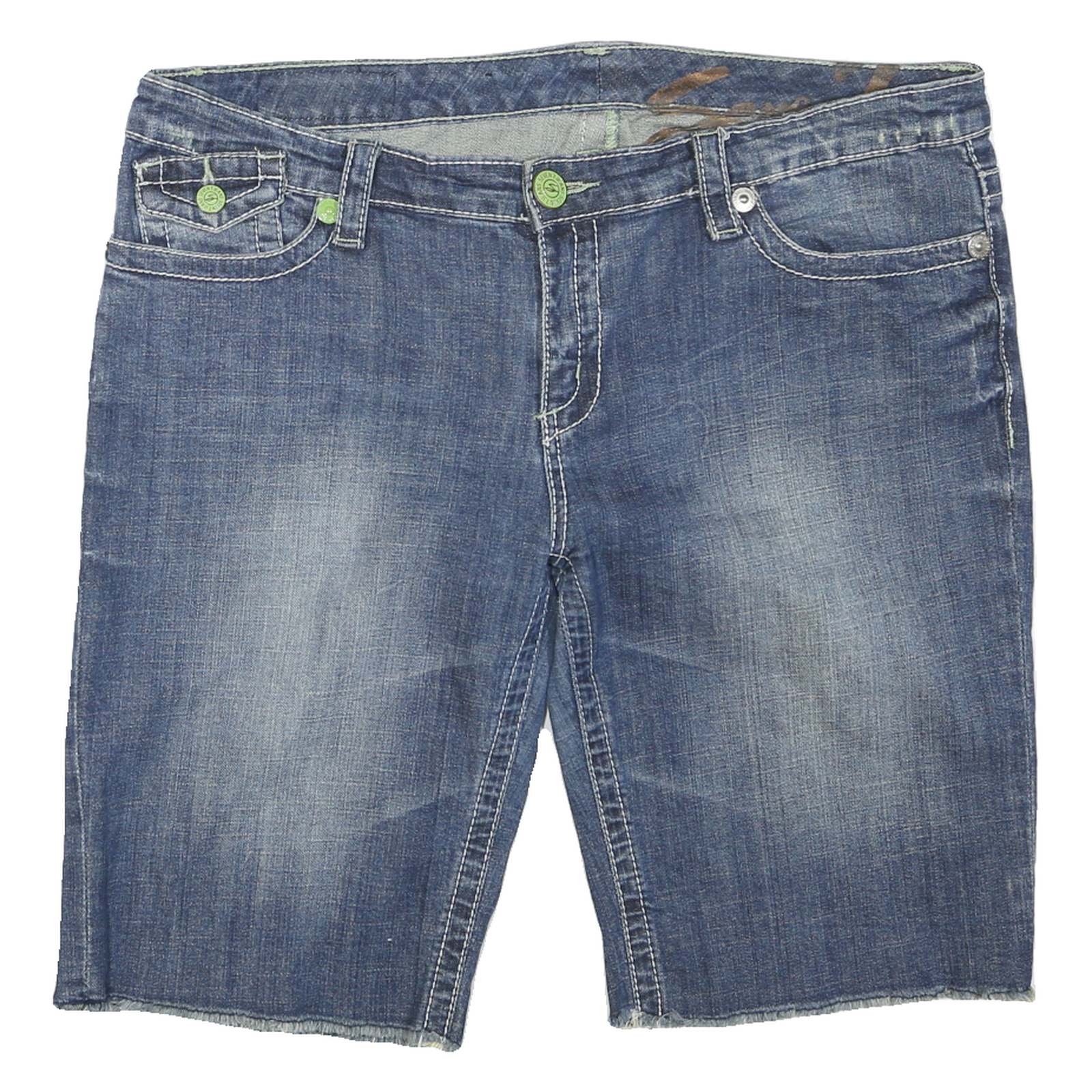 SEVEN Womens Blue Denim Casual Shorts XL W38 Button Closure Mid Length