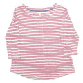 WHITE STUFF Womens Pink & White Striped Basic Long Sleeve Round Neck Top UK 8