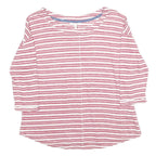 WHITE STUFF Womens Pink & White Striped Basic Long Sleeve Round Neck Top UK 8