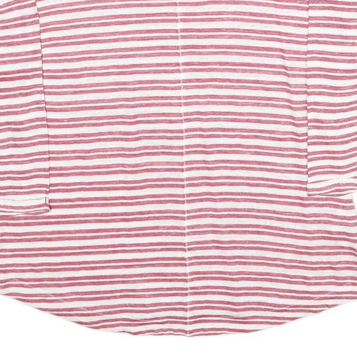WHITE STUFF Womens Pink & White Striped Basic Long Sleeve Round Neck Top UK 8