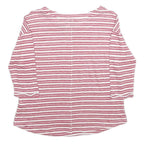 WHITE STUFF Womens Pink & White Striped Basic Long Sleeve Round Neck Top UK 8