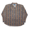WRANGLER Mens Brown & Blue Pattern Shirt 2XL Cotton Blend Loose Fit Long Sleeve