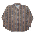 WRANGLER Mens Brown & Blue Pattern Shirt 2XL Cotton Blend Loose Fit Long Sleeve