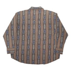 WRANGLER Mens Brown & Blue Pattern Shirt 2XL Cotton Blend Loose Fit Long Sleeve